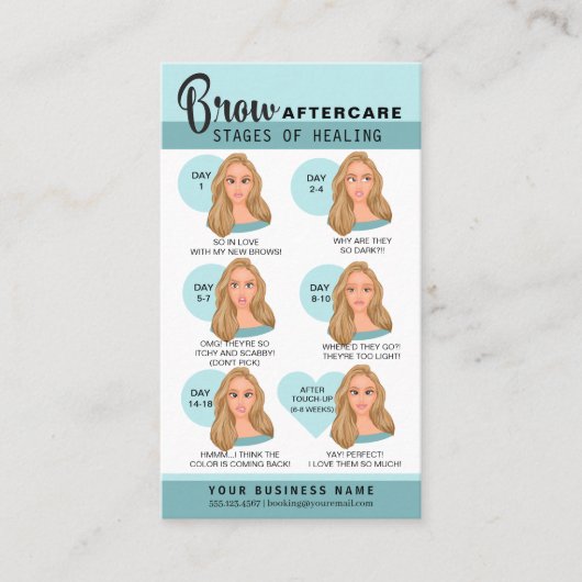 Carte De Visite Microblading Eyebrow Instructions pour les soins p (Devant)