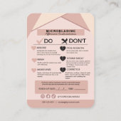Carte De Visite Microblading Eyebrow Instructions pour les soins p (Dos)