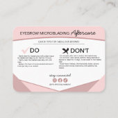Carte De Visite Microblading Eyebrow Instructions pour les soins p (Dos)