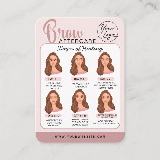 Carte De Visite Microblading Eyebrow Instructions pour les soins p (Devant)