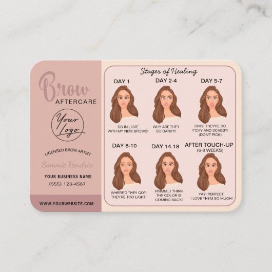 Carte De Visite Microblading Eyebrow Instructions pour les soins p (Devant)