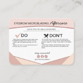 Carte De Visite Microblading Eyebrow Instructions pour les soins p (Dos)