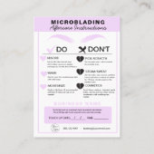 Carte De Visite Microblading Eyebrow Instructions pour les soins p (Dos)