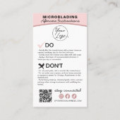 Carte De Visite Microblading Eyebrow Instructions pour les soins p (Dos)