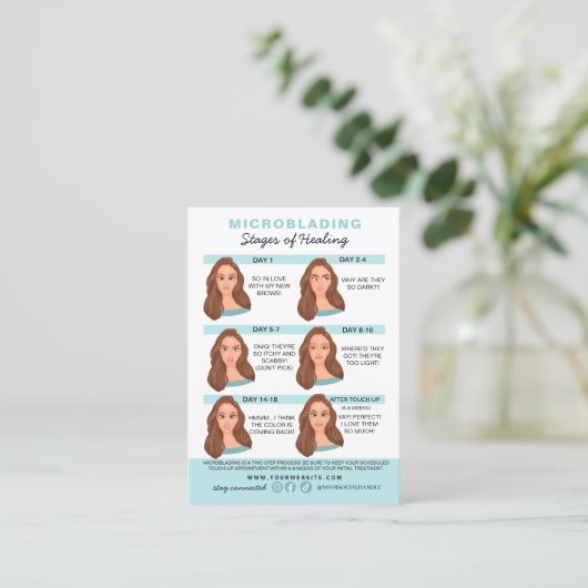 Carte De Visite Microblading Eyebrow Instructions pour les soins p (Debout devant)