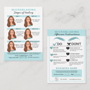 Carte De Visite Microblading Eyebrow Instructions pour les soins p