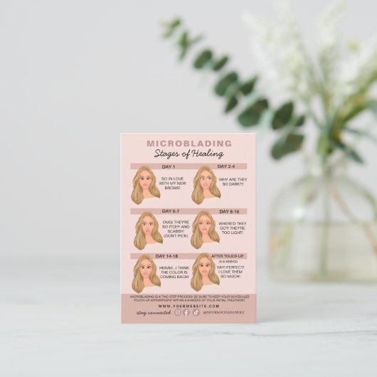 Carte De Visite Microblading Eyebrow Instructions pour les soins p (Debout devant)
