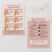 Carte De Visite Microblading Eyebrow Instructions pour les soins p (Devant / Derrière)