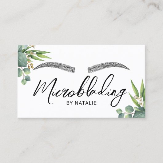 Carte De Visite Microblading Eyebrows Beauté Salon de verdure (Devant)