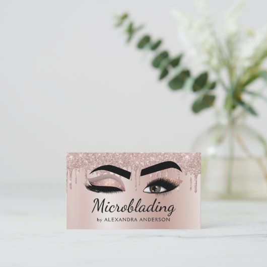 Carte De Visite Microblading Eyebrows Brows Parties scintillant Ro (Debout devant)