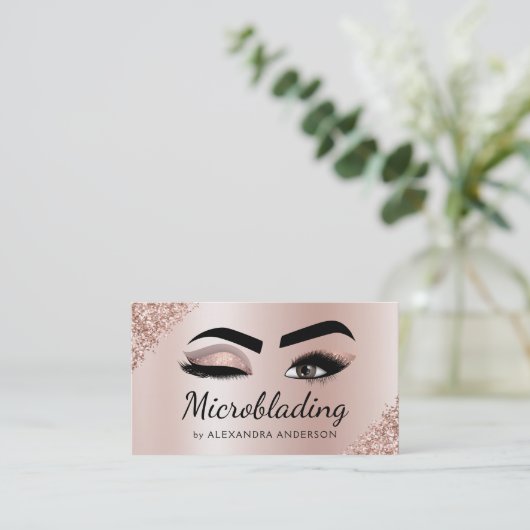 Carte De Visite Microblading Eyebrows Brows Parties scintillant Ro (Debout devant)