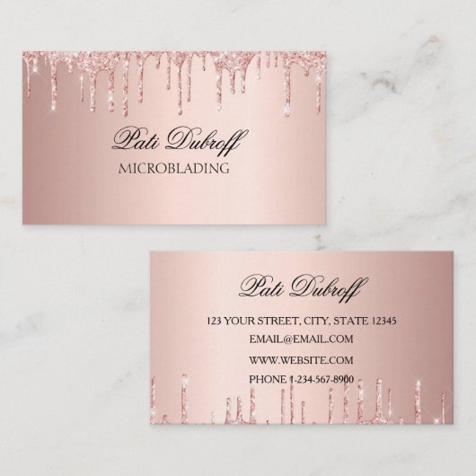 Carte De Visite Microblading Eyebrows Brows Parties scintillant Ro (Devant / Derrière)