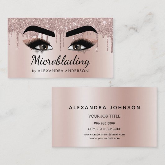 Carte De Visite Microblading Eyebrows Brows Parties scintillant Ro (Devant / Derrière)