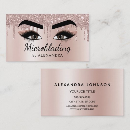 Carte De Visite Microblading Eyebrows Brows Parties scintillant Ro (Devant / Derrière)