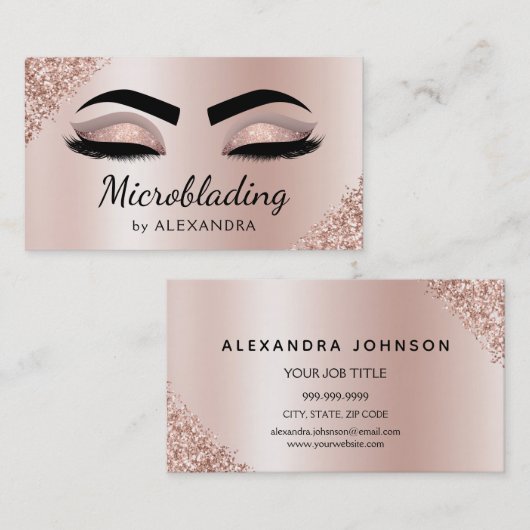 Carte De Visite Microblading Eyebrows Brows Parties scintillant Ro (Devant / Derrière)