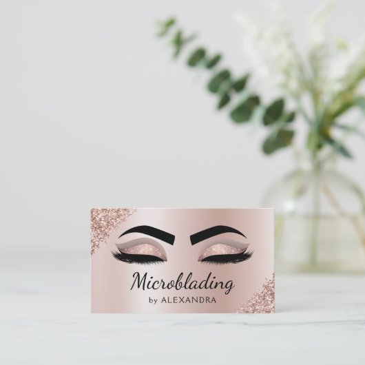 Carte De Visite Microblading Eyebrows Brows Parties scintillant Ro (Debout devant)