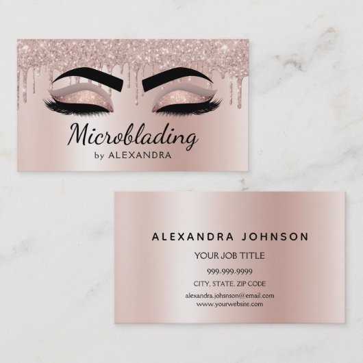 Carte De Visite Microblading Eyebrows Driving Parties scintillant  (Devant / Derrière)