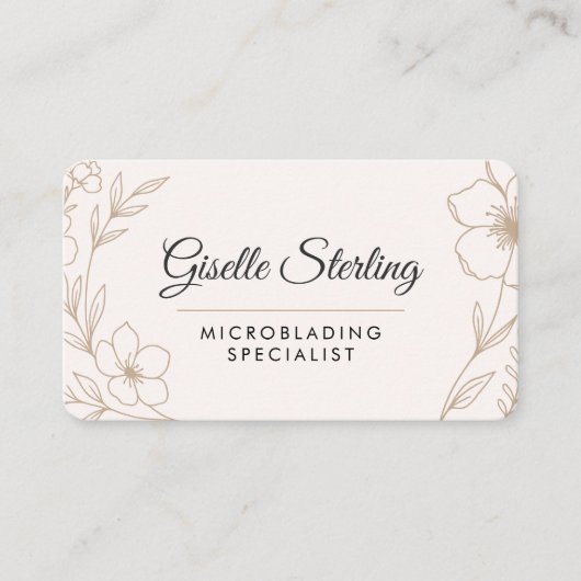Carte De Visite Microblading Floral QR Code Professional (Devant)