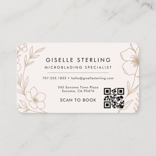 Carte De Visite Microblading Floral QR Code Professional (Dos)