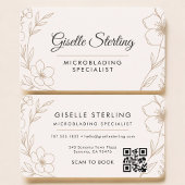Carte De Visite Microblading Floral QR Code Professional