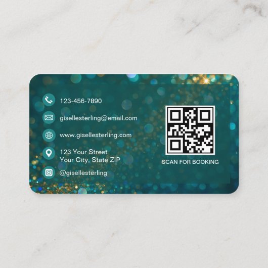 Carte De Visite Microblading Green Gold QR Code Professional (Dos)