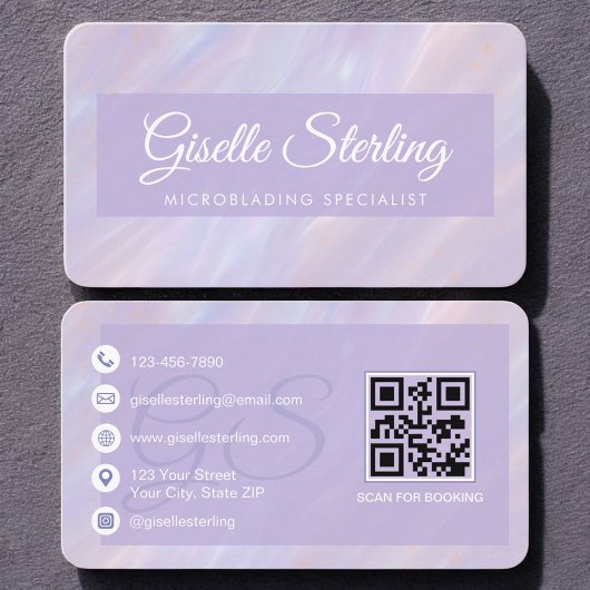 Carte De Visite Microblading Iridescent Opal QR Code