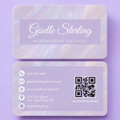 Carte De Visite Microblading Iridescent QR Code Professional