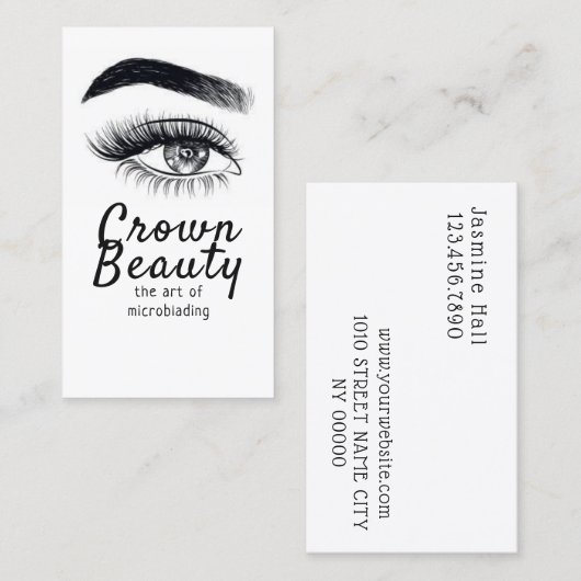 Carte De Visite Microblading moderne, sourcils, maquillage permane (Devant / Derrière)
