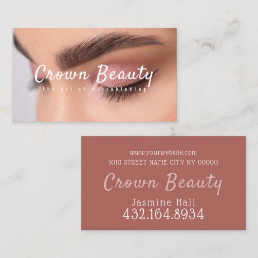 Carte De Visite Microblading moderne, sourcils, maquillage permane (Devant / Derrière)