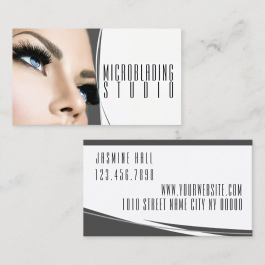 Carte De Visite Microblading moderne, sourcils, maquillage permane (Devant / Derrière)