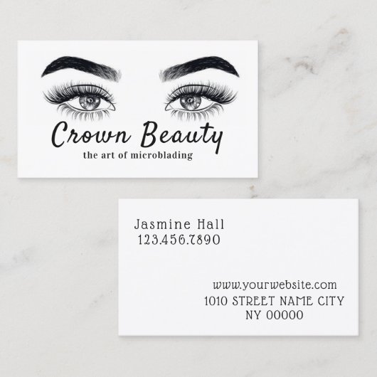 Carte De Visite Microblading moderne, sourcils, maquillage permane (Devant / Derrière)