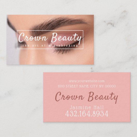 Carte De Visite Microblading moderne, sourcils, maquillage permane (Devant / Derrière)