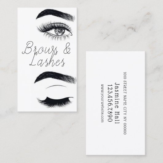 Carte De Visite Microblading moderne, sourcils, maquillage permane (Devant / Derrière)
