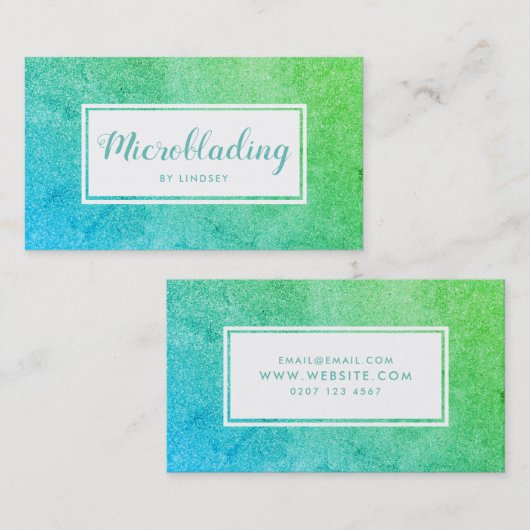 Carte De Visite Microblading Parties scintillant Ombre Vert (Devant / Derrière)