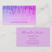 Carte De Visite Microblading Parties scintillant violet de luxe (Devant / Derrière)