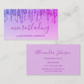 Carte De Visite Microblading Parties scintillant violet de luxe (Devant / Derrière)