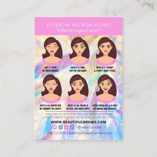 Carte De Visite Microblading post-soins Crystal Holographie (Dos)