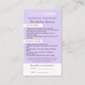 Carte De Visite Microblading post-soins et rappel de rendez-vous (Devant)