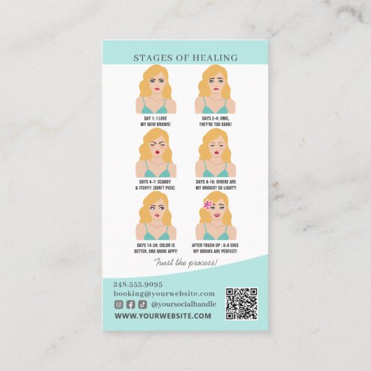 Carte De Visite Microblading post-soins et rappel de rendez-vous (Dos)