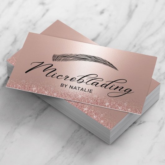 Carte De Visite Microblading Rose Gold Parties scintillant Brows S