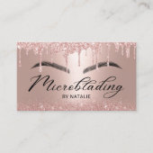 Carte De Visite Microblading Rose Gold Parties scintillant Dripogr (Devant)