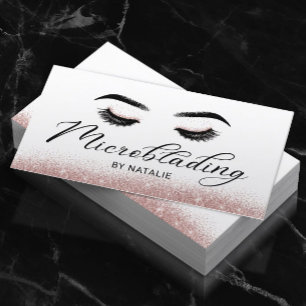 Carte De Visite Microblading Rose Gold Parties scintillant Élégant