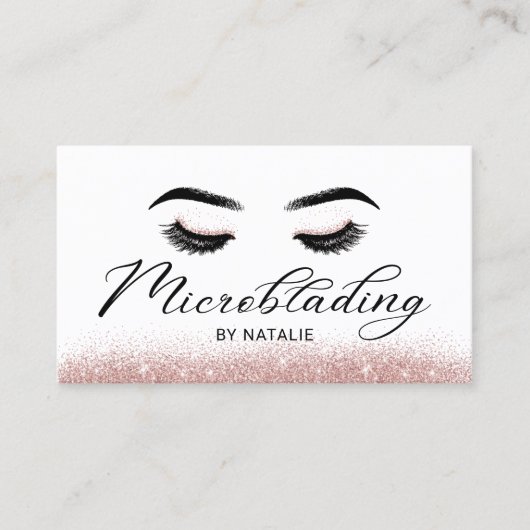 Carte De Visite Microblading Rose Gold Parties scintillant Élégant (Devant)