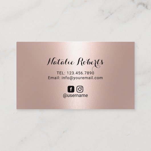 Carte De Visite Microblading Rose Gold Typography Brows Salon (Dos)
