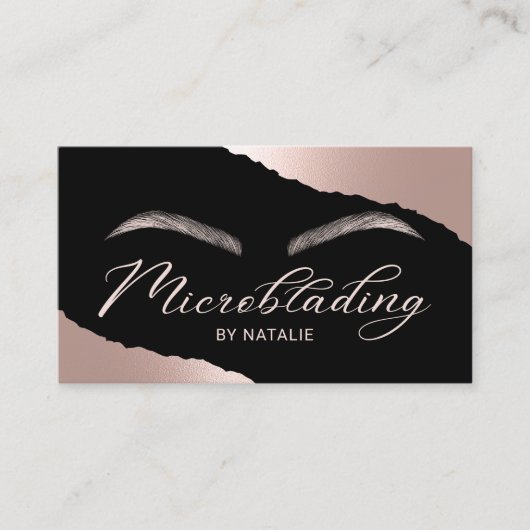 Carte De Visite Microblading Rose Gold Typography Brows Salon (Devant)
