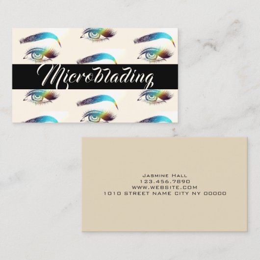 Carte De Visite Microblading, sourcils, tatouage, Maquillage perma (Devant / Derrière)