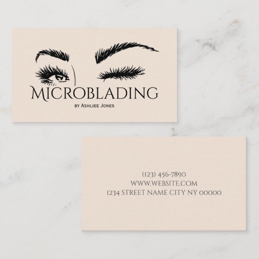 Carte De Visite Microblading, sourcils, tatouage, Maquillage perma (Devant / Derrière)