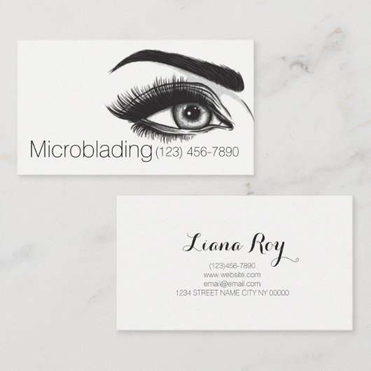 Carte De Visite Microblading, sourcils, tatouage, Maquillage perma (Devant / Derrière)