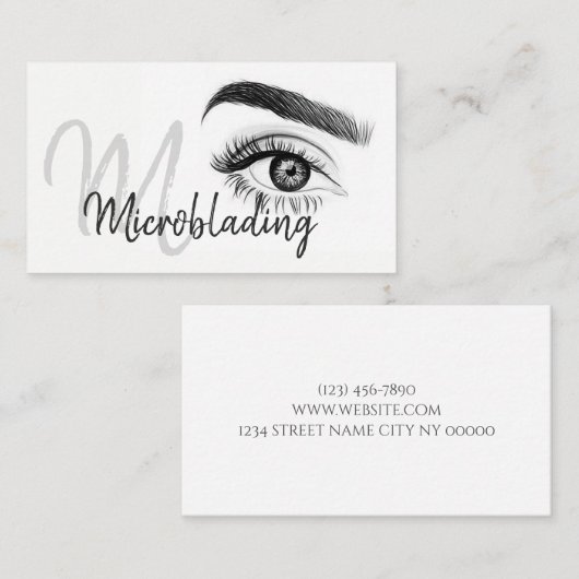 Carte De Visite Microblading, sourcils, tatouage, Maquillage perma (Devant / Derrière)