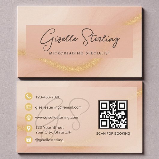 Carte De Visite Microblading Watercolor QR Code
